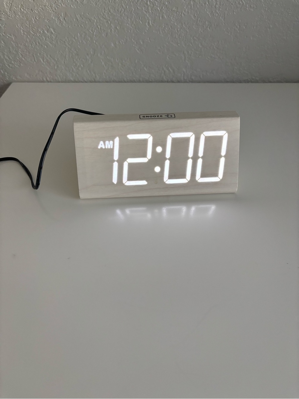 White LED Wooden Digital Alarm Clock with Large Display